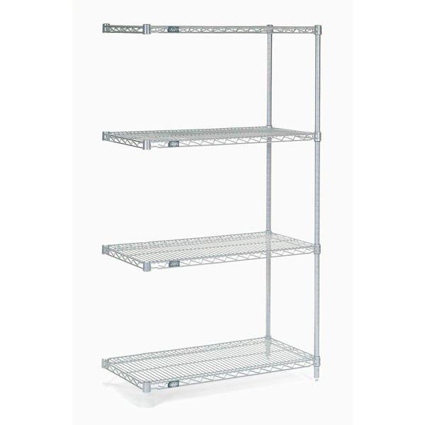 Nexel Nexelate Wire Shelving Add-On, Silver Epoxy, 30W X 18D X 86H A18308EP - main